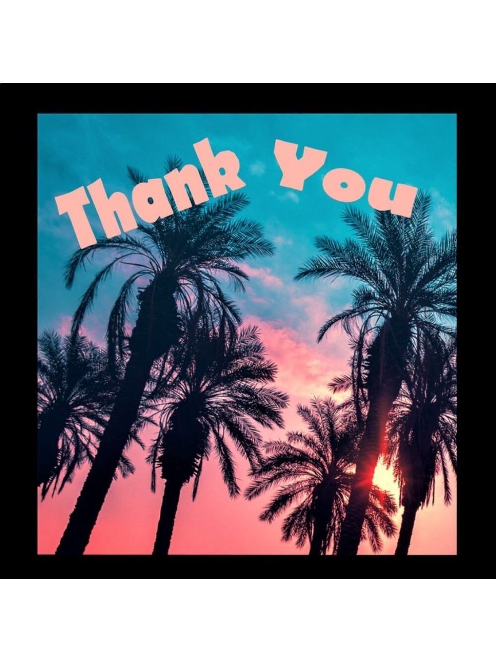 100 (2x2 Inch) Square Stickers, Twilight Palms High Gloss, Thank You - Picture 4 of 4